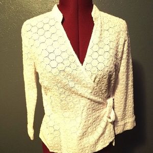 White lace wrap around blouse